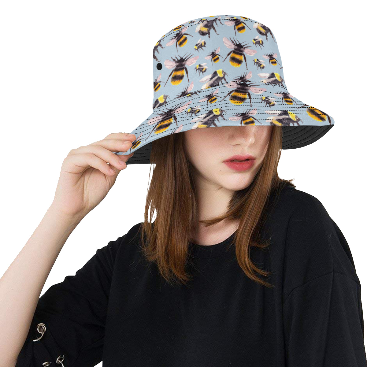 Bee Pattern Print Design BEE08 Unisex Bucket Hat