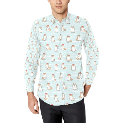 Shiba Inu Print Design LKS3011 Men's Long Sleeve Dress Shirt