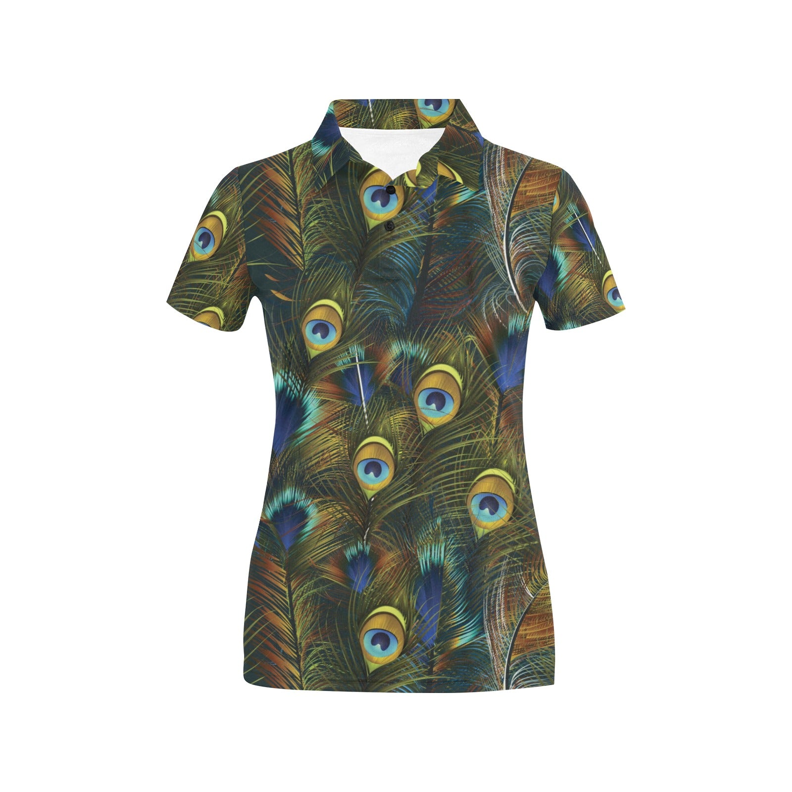 Peacock Feather Pattern Print Design A03 Women's Polo Shirt