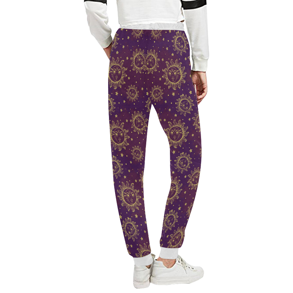 Sun Moon Star Design Themed Print Unisex Sweatpants