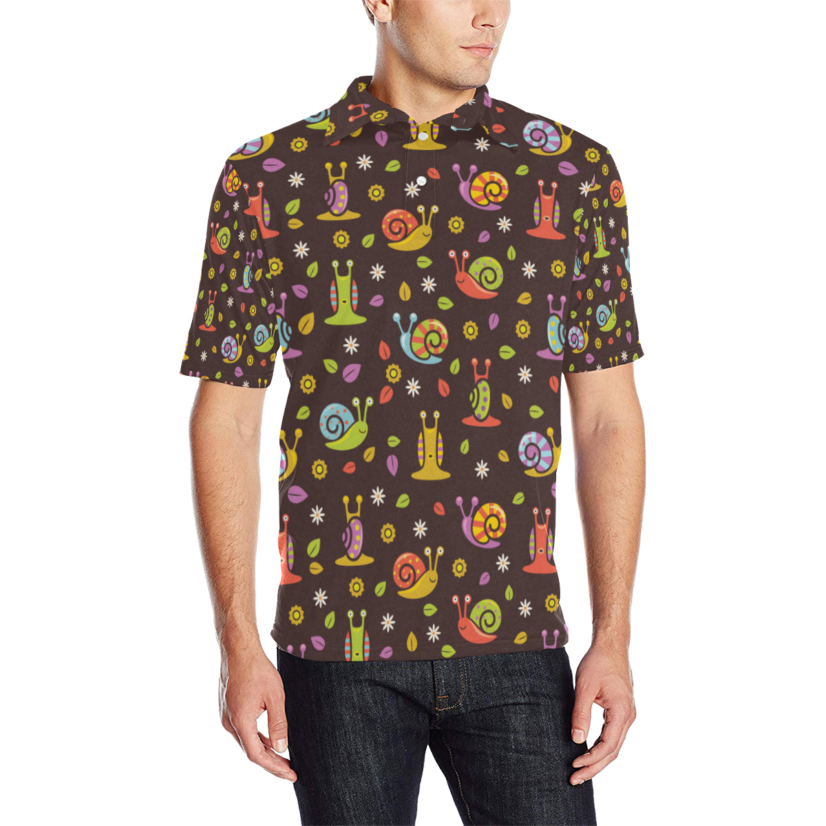 Snail Pattern Print Design 01 Men Polo Shirt