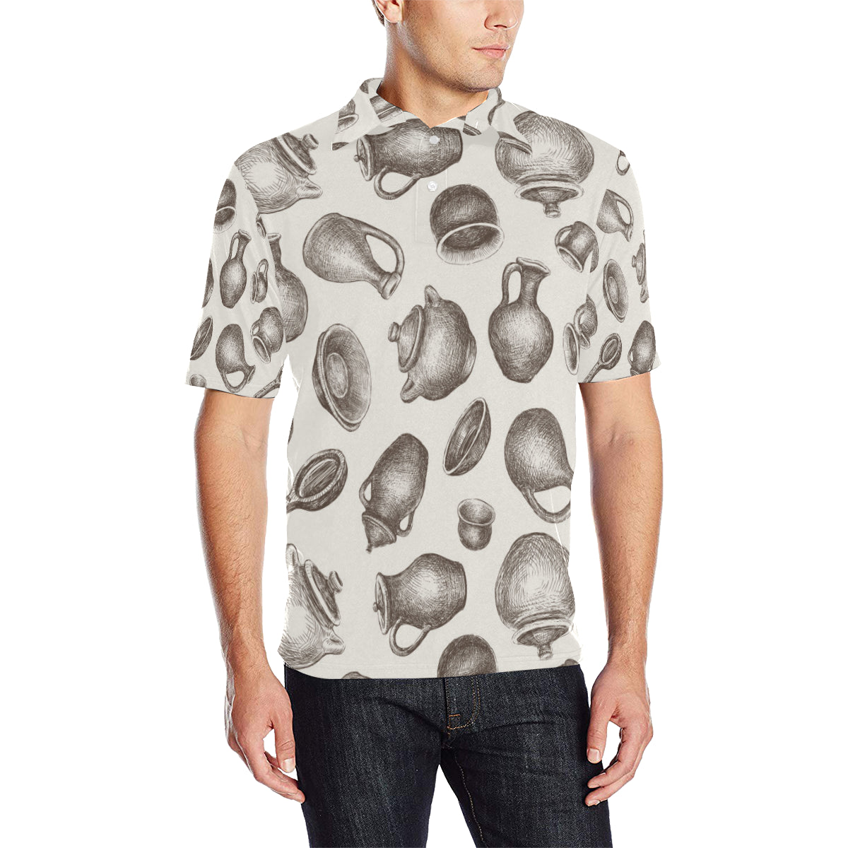 Pottery Pattern Print Design A01 Men Polo Shirt