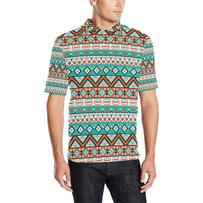 Navajo Style Print Pattern Men Polo Shirt