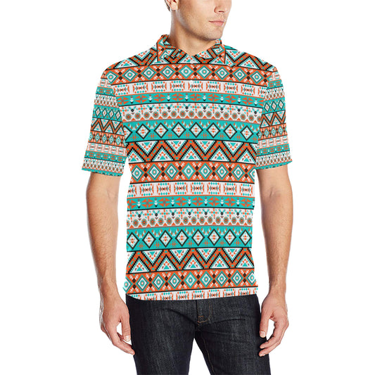 Navajo Style Print Pattern Men Polo Shirt