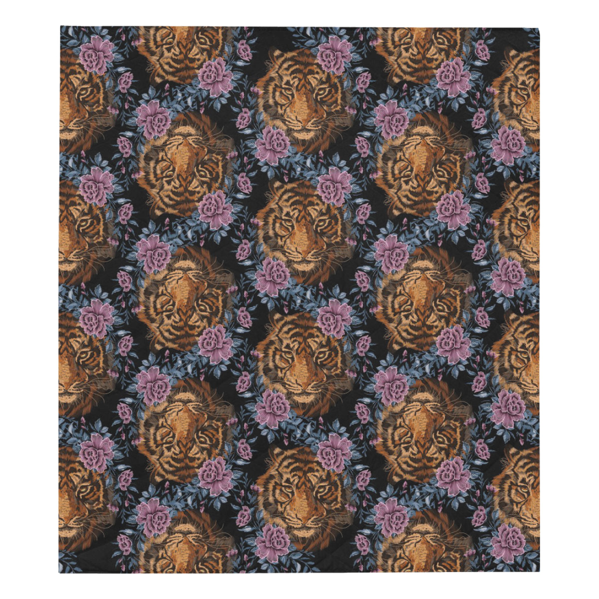 Tiger Head Floral Premium Quilt