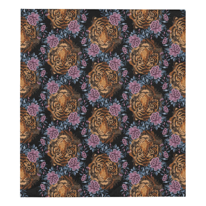 Tiger Head Floral Premium Quilt