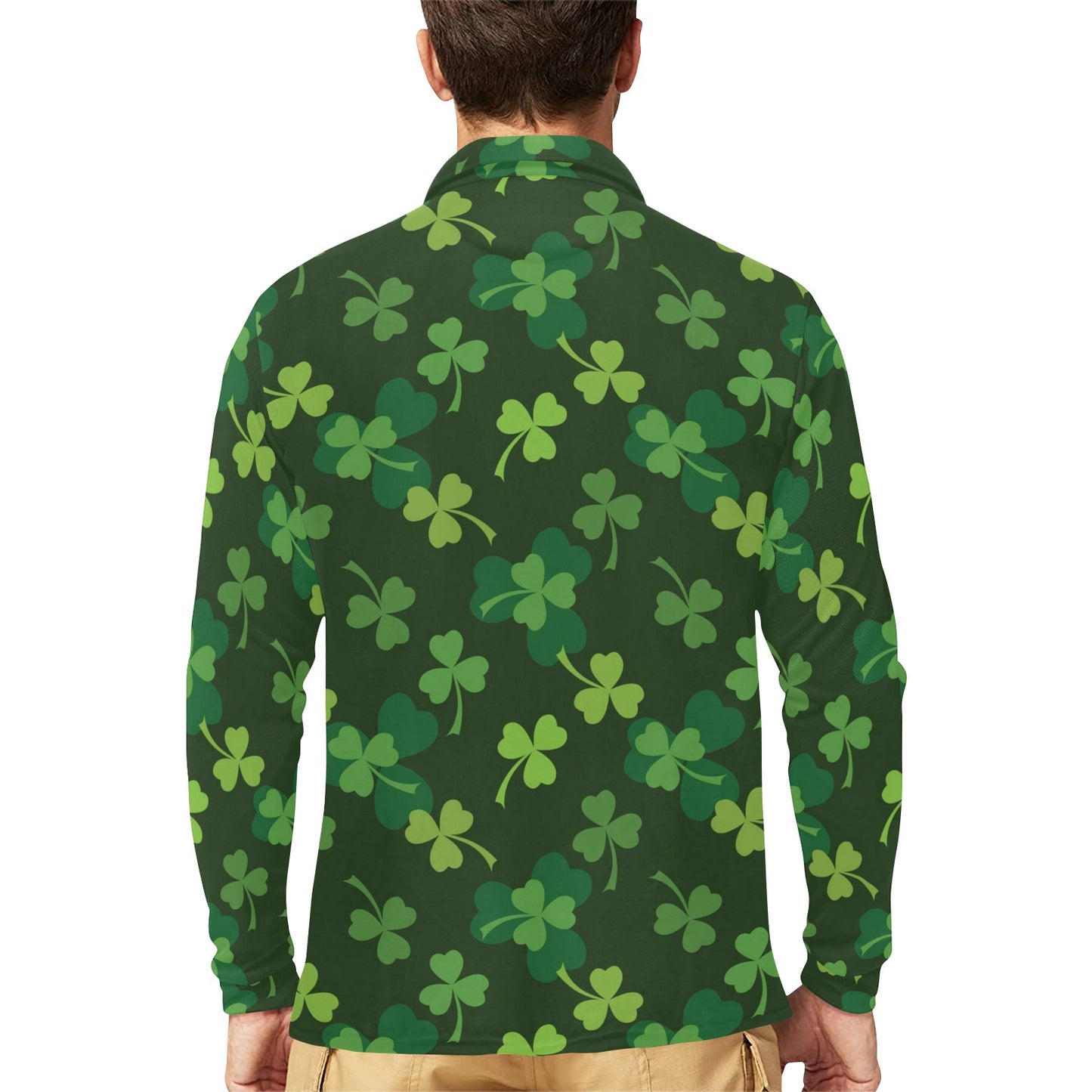 Irish Pattern Print Design 03 Long Sleeve Polo Shirt For Men's