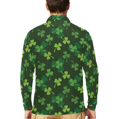 Irish Pattern Print Design 03 Long Sleeve Polo Shirt For Men's