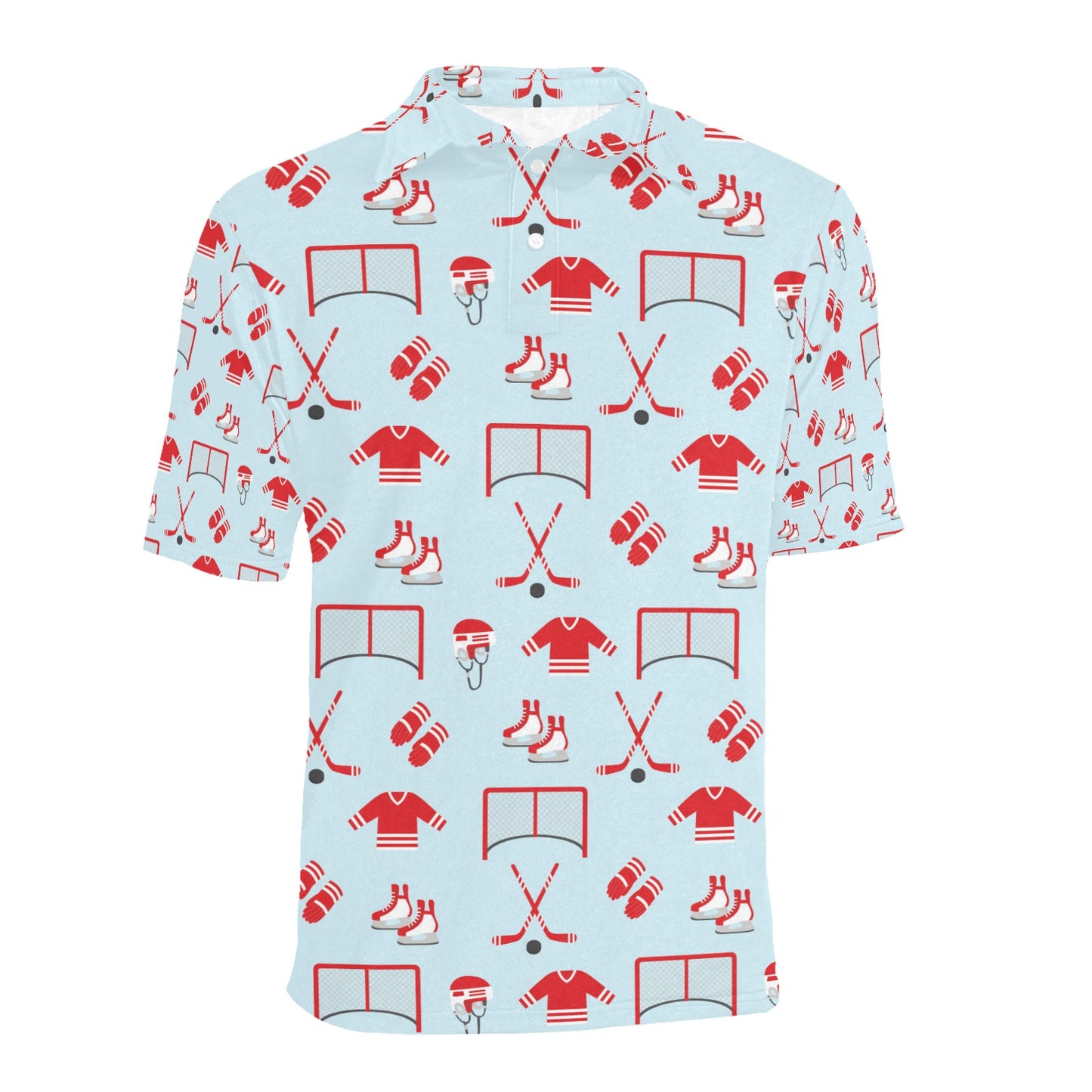 Hockey Red Equipment Print Design LKS305 Men Polo Shirt