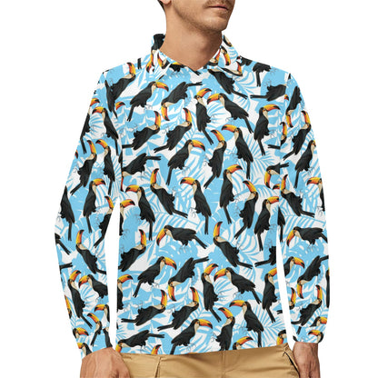 Toucan Print Design LKS303 Long Sleeve Polo Shirt For Men's