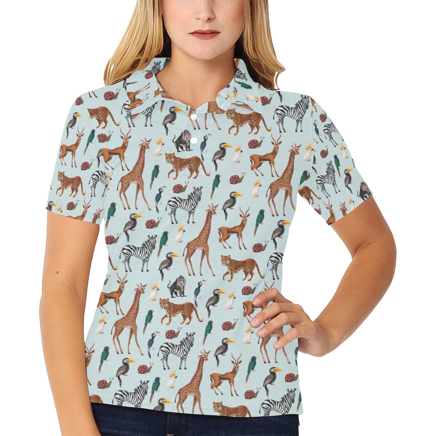 Safari Animal Print Design LKS306 Women's Polo Shirt