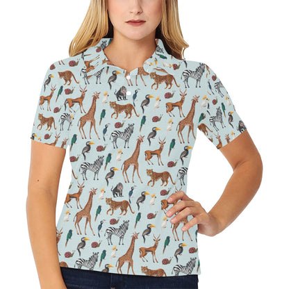 Safari Animal Print Design LKS306 Women's Polo Shirt