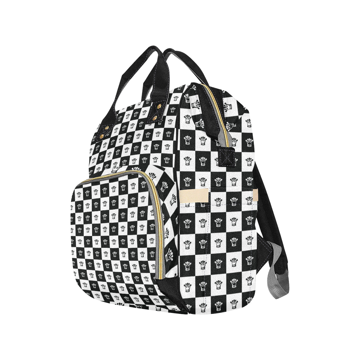 Checkered Flag Crown Pattern Diaper Bag Backpack