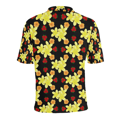 Yellow Plumeria Pattern Print Design PM04 Men Polo Shirt