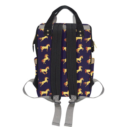 Gold Horse Pattern Diaper Bag Backpack
