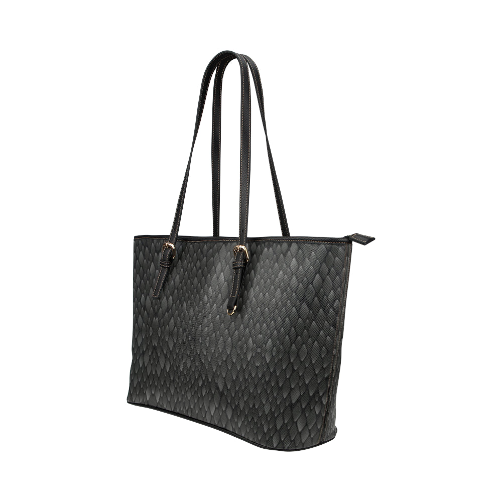 Snake Skin Black Print Leather Tote Bag