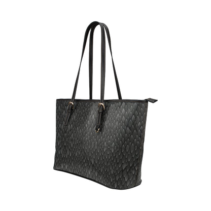 Snake Skin Black Print Leather Tote Bag