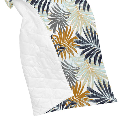 Colorful Tropical Palm Leaves Premium Quilt
