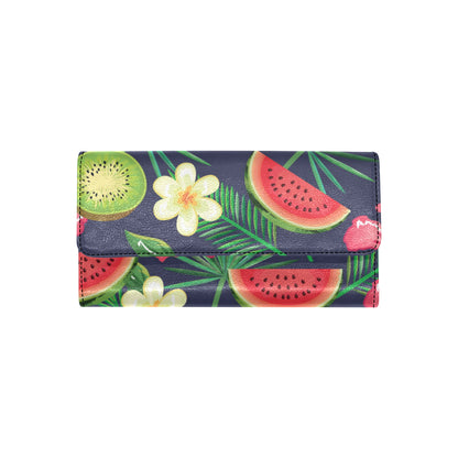 Tropical Fruits Pattern Print Design TF05 Women's Trifold Wallet