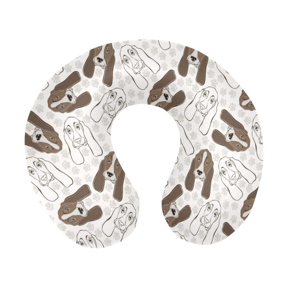 Basset Hound Pattern Print Design 01 U-Shaped Travel Neck Pillow