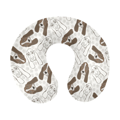 Basset Hound Pattern Print Design 01 U-Shaped Travel Neck Pillow
