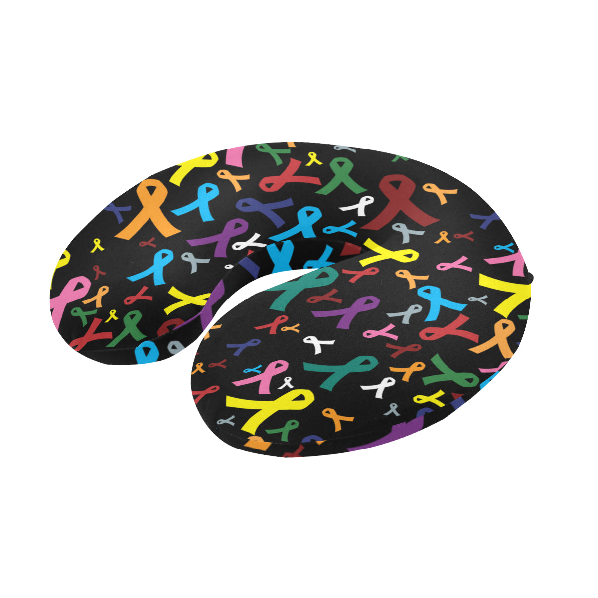 Cancer Awareness Pattern Print Design 03 U-Shaped Travel Neck Pillow