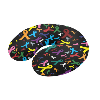 Cancer Awareness Pattern Print Design 03 U-Shaped Travel Neck Pillow