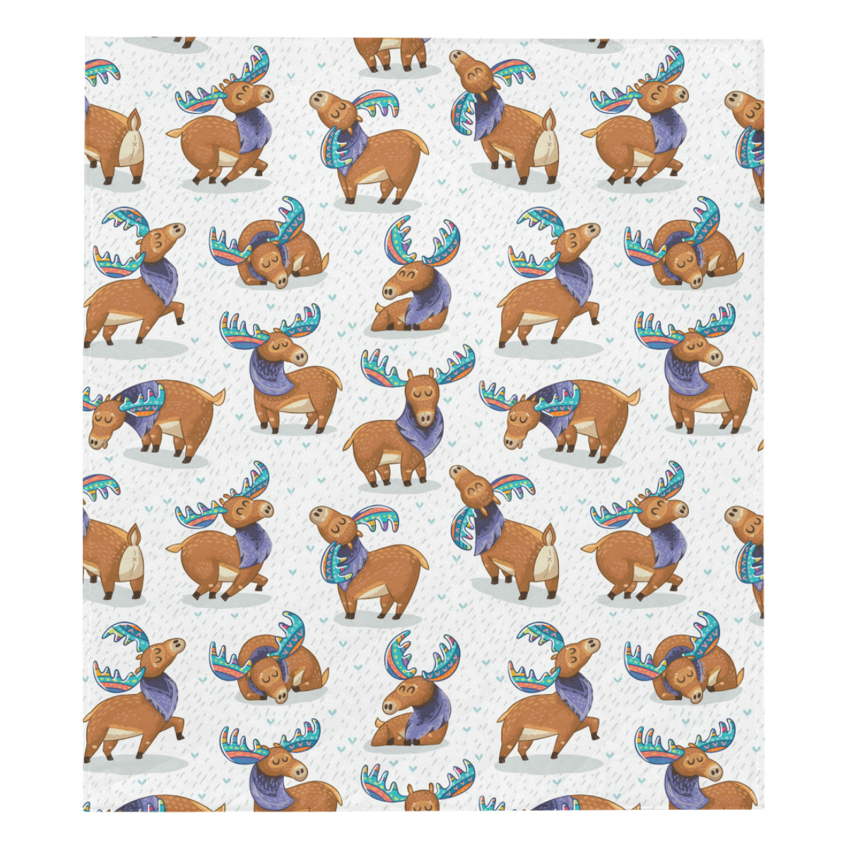 Moose Cute Pattern Print Design 01 Premium Quilt