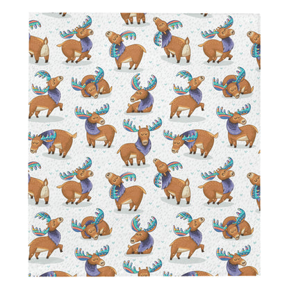 Moose Cute Pattern Print Design 01 Premium Quilt