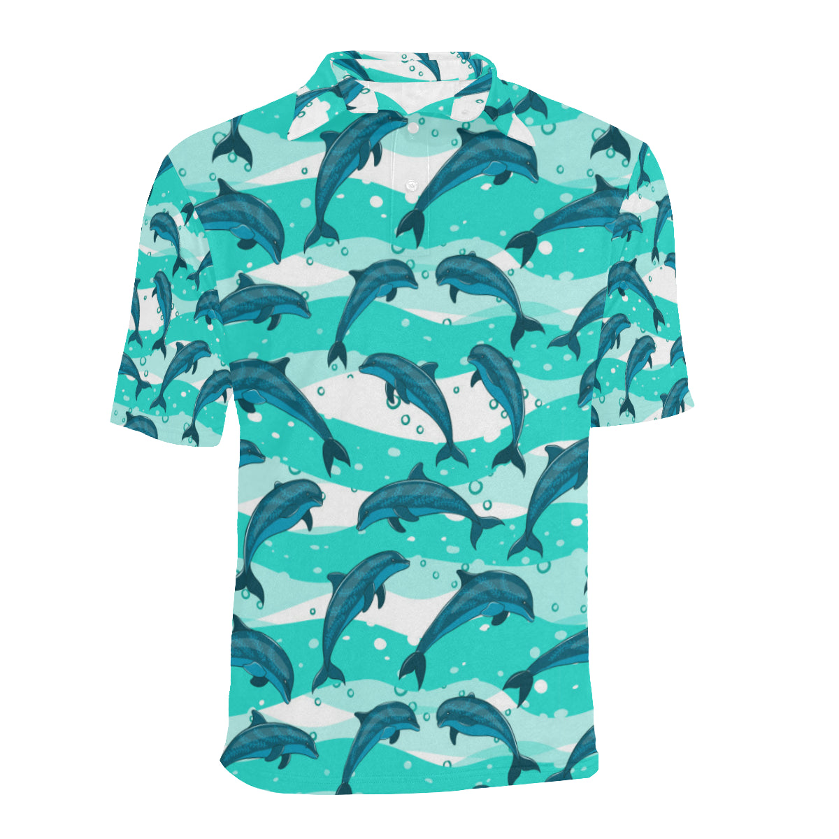 Dolphin Design Print Pattern Men Polo Shirt