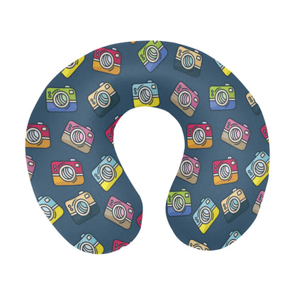 Camera Pattern Print Design 03 U-Shaped Travel Neck Pillow