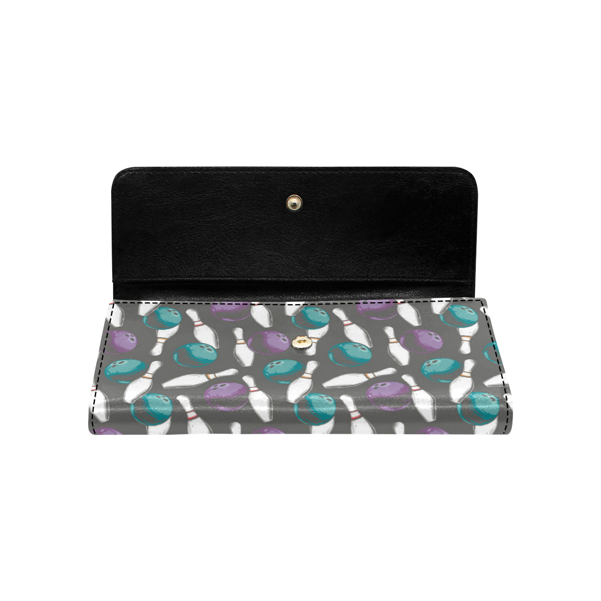 Bowling Pattern Print Design 03 Women's Trifold Wallet