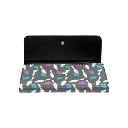 Bowling Pattern Print Design 03 Women's Trifold Wallet