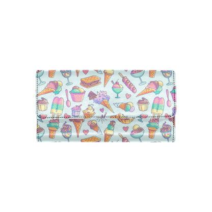 Ice Cream Pattern Print Design IC02 Women's Trifold Wallet