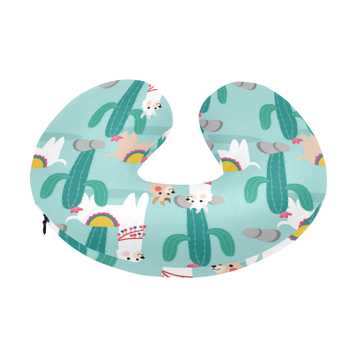 Llama Cactus Pattern Print Design 08 U-Shaped Travel Neck Pillow