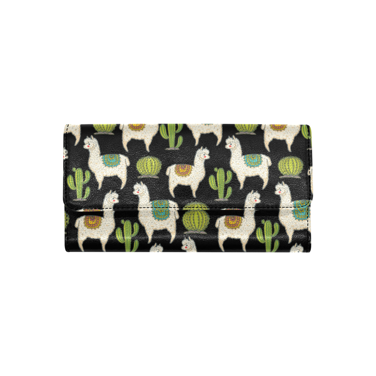 Alpaca Cactus Pattern Print Design 07 Women's Trifold Wallet