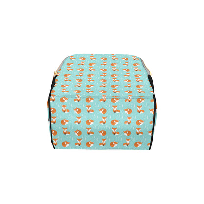Fox Design Snow Print Pattern Diaper Bag Backpack