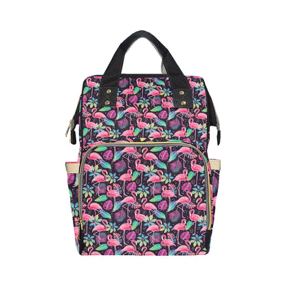 Flamingo Tropical leaves Neon Print Diaper Bag Backpack