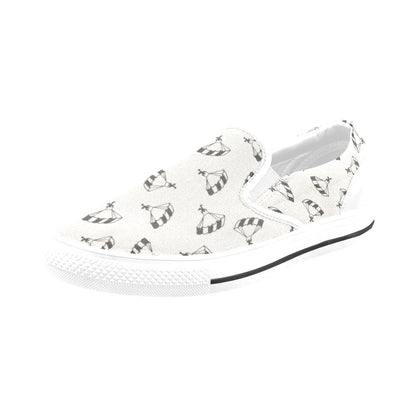 Skydiver Print Design LKS301 White Slip Ons Canvas Women's Shoes