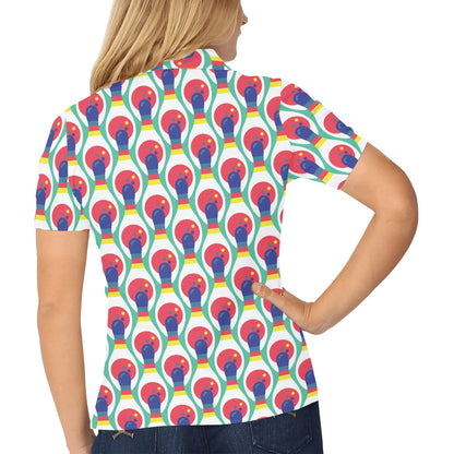 Bowling Pattern Print Design 05 Women's Polo Shirt