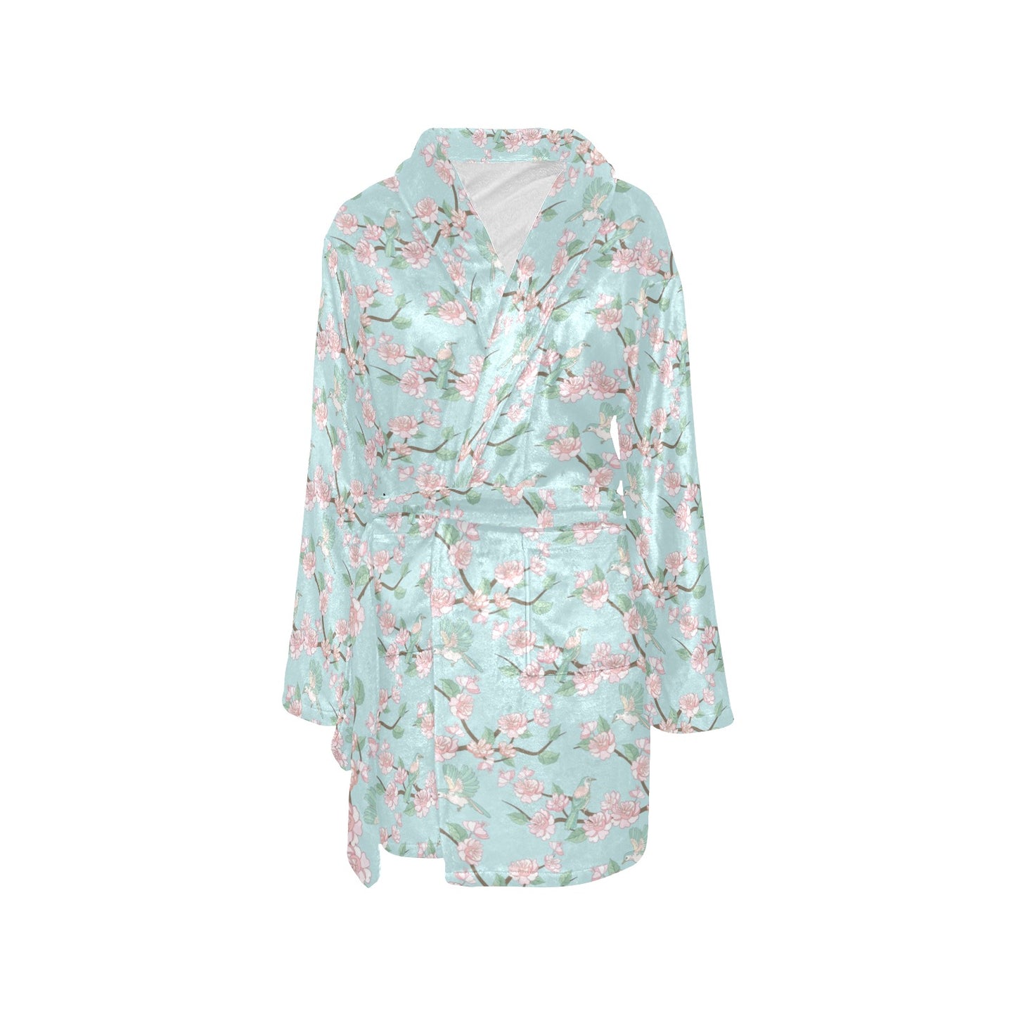 Cherry Blossom Pattern Print Design 02 Women's Fleece Robe