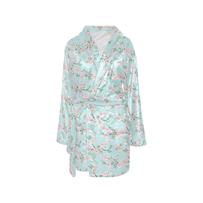 Cherry Blossom Pattern Print Design 02 Women's Fleece Robe