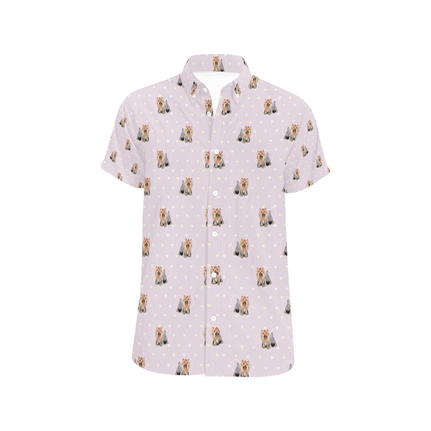 Yorkshire Terriers Print Design LKS302 Men Short Sleeve Button Up Shirt