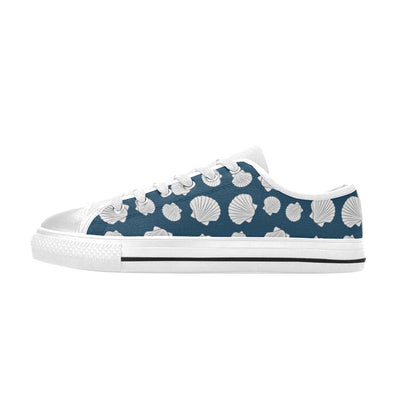 Seashell Print Design LKS3012 Women's White Low Top Shoes