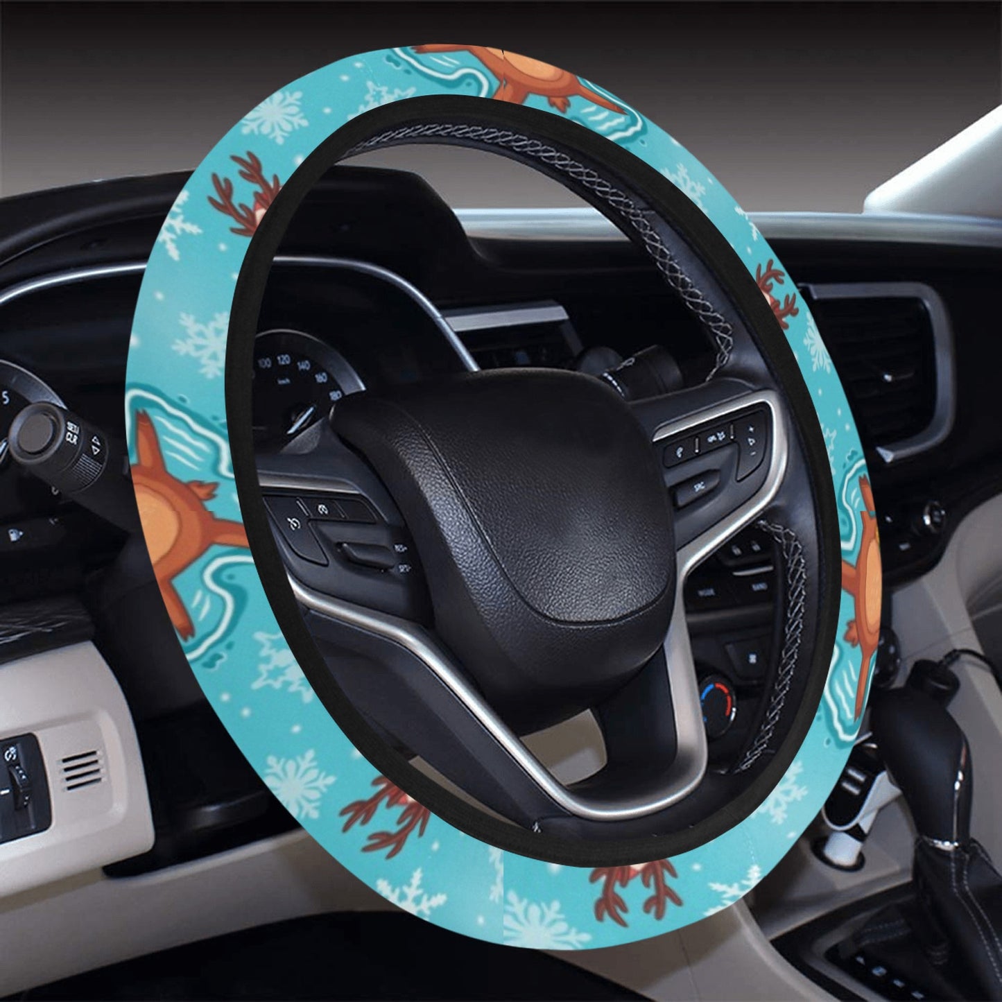 Reindeer Print Design LKS402 Steering Wheel Cover with Elastic Edge