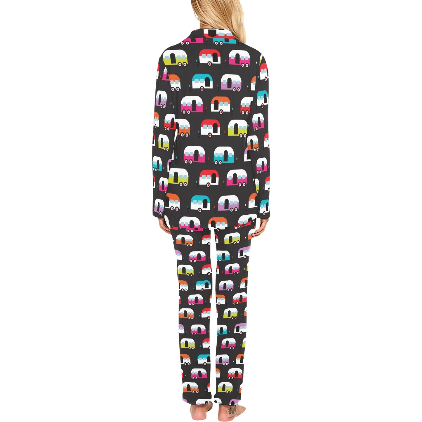 Camper Caravan Pattern Women's Long Pajama Set