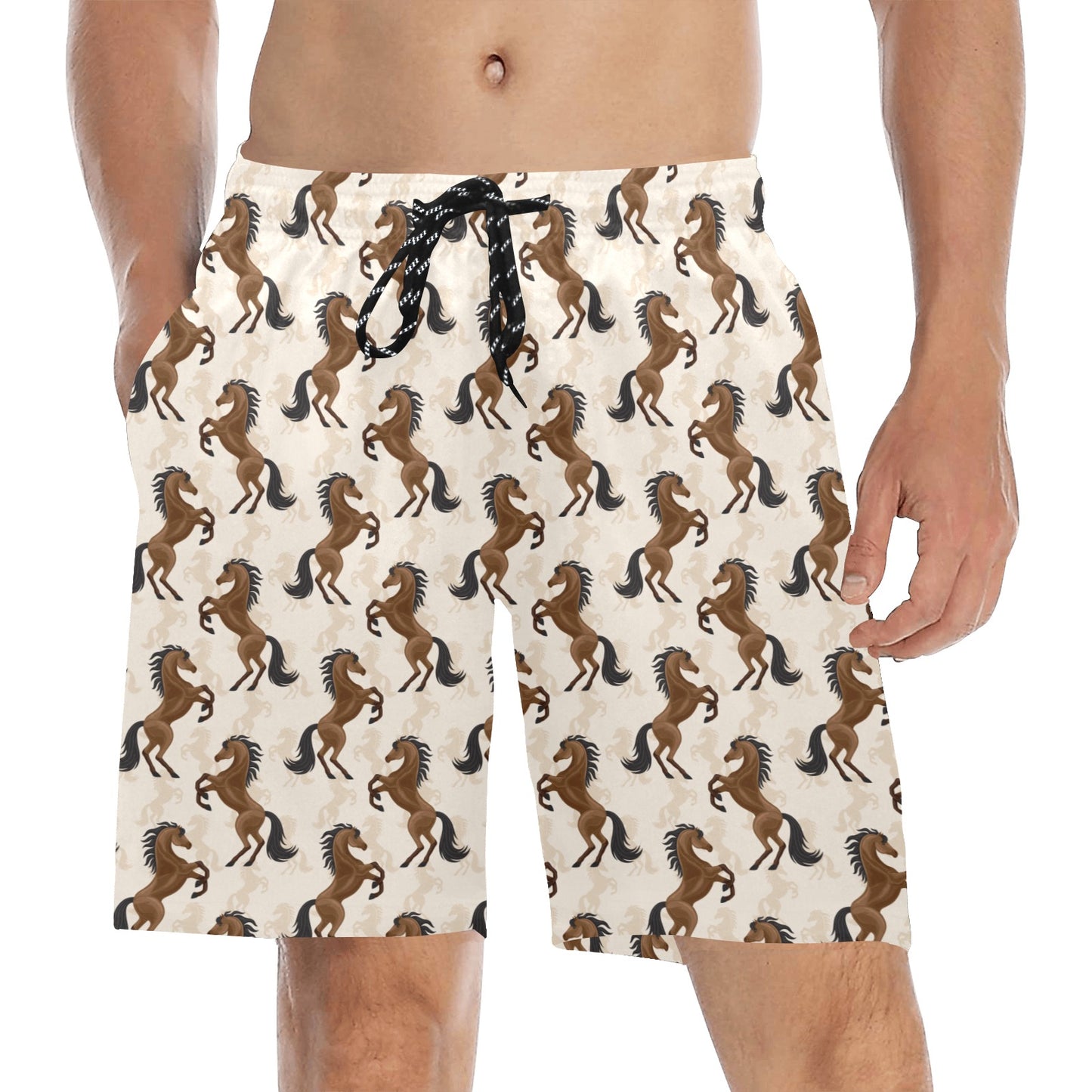 Horse Print Design LKS308 Men's Swim Trunks Beach Shorts