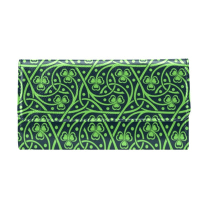 Shamrock Themed Print Women's Trifold Wallet