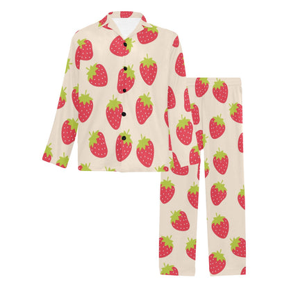 Strawberry Pattern Print Design SB02 Men's Long Pajama Set