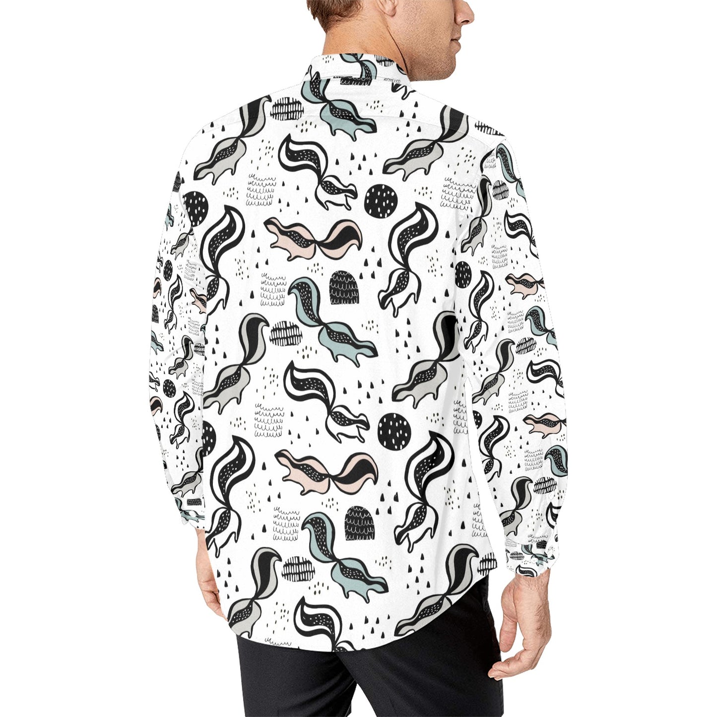 Skunk Print Design LKS303 Men's Long Sleeve Dress Shirt